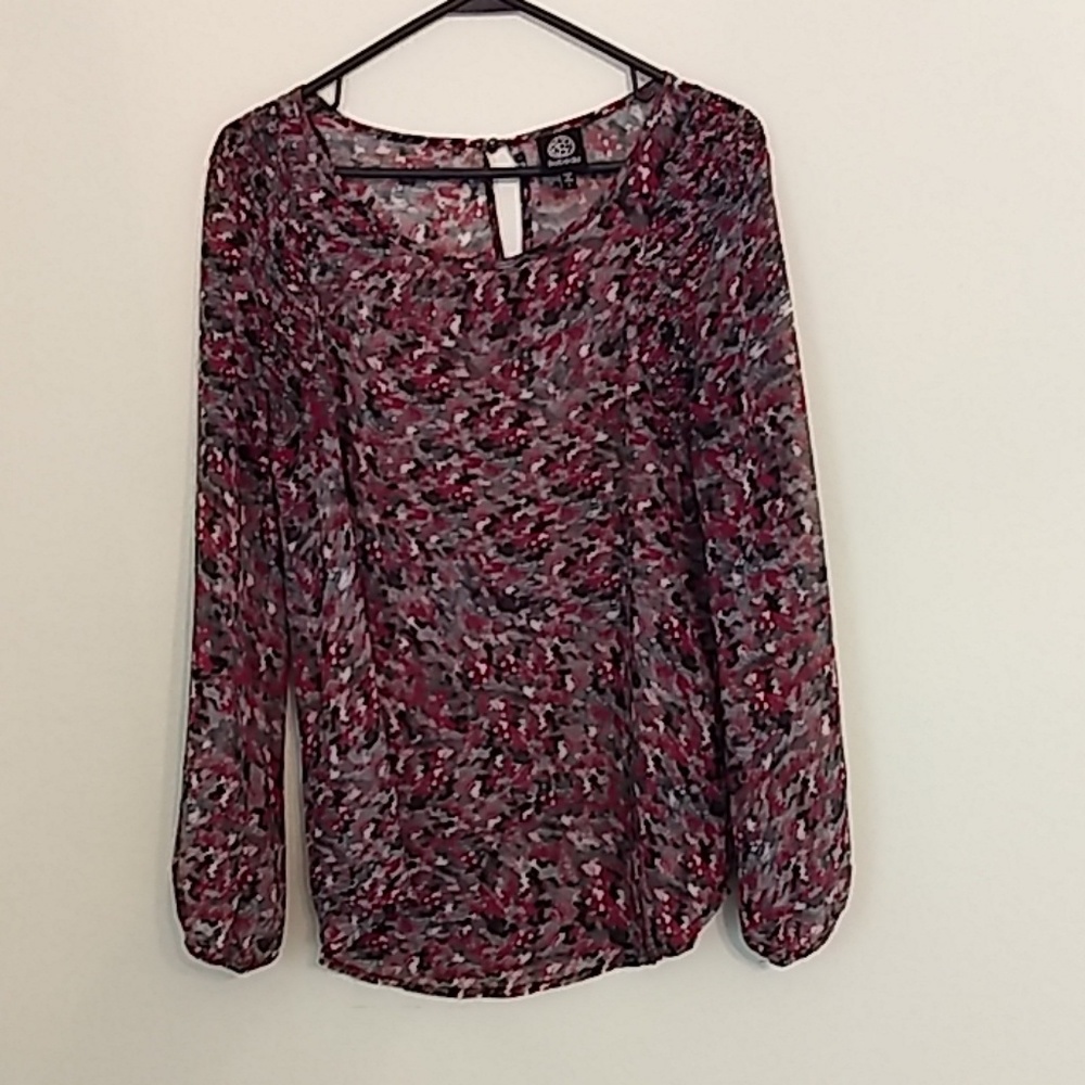 Bobeau Sheer Long sleeve Top